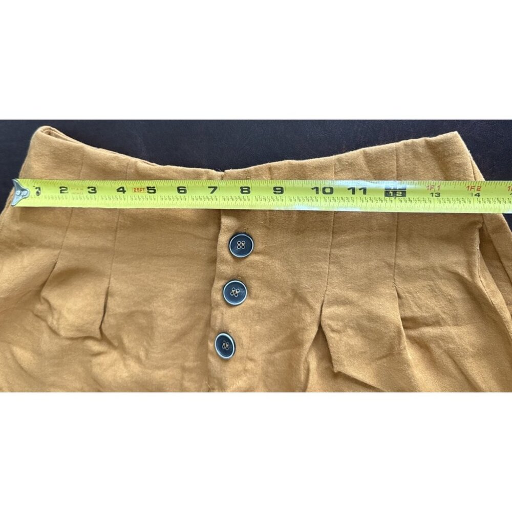 Lulus Womens High-Waisted Mustard Button-Front Shorts M - Picture 7 of 8